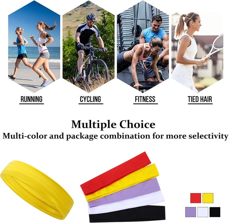 ONEYE Workout Headbands Non Slip Headband Sport Headbands Sweatbands Elastic Sport Hair Bands for Sports Travel Indoor Fitness Gym - Image 5